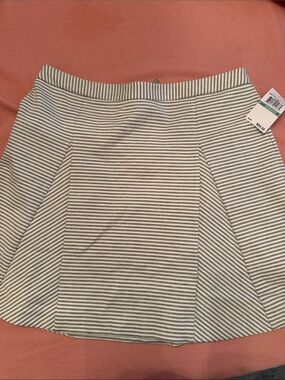 Michael Kors Gray and White Striped Circle Skirt